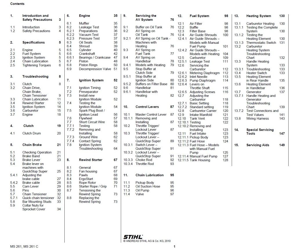 Stihl chainsaw manual MS261 MS261C Service + Spare part 2 MANUALS + NEW CORD! eBay
