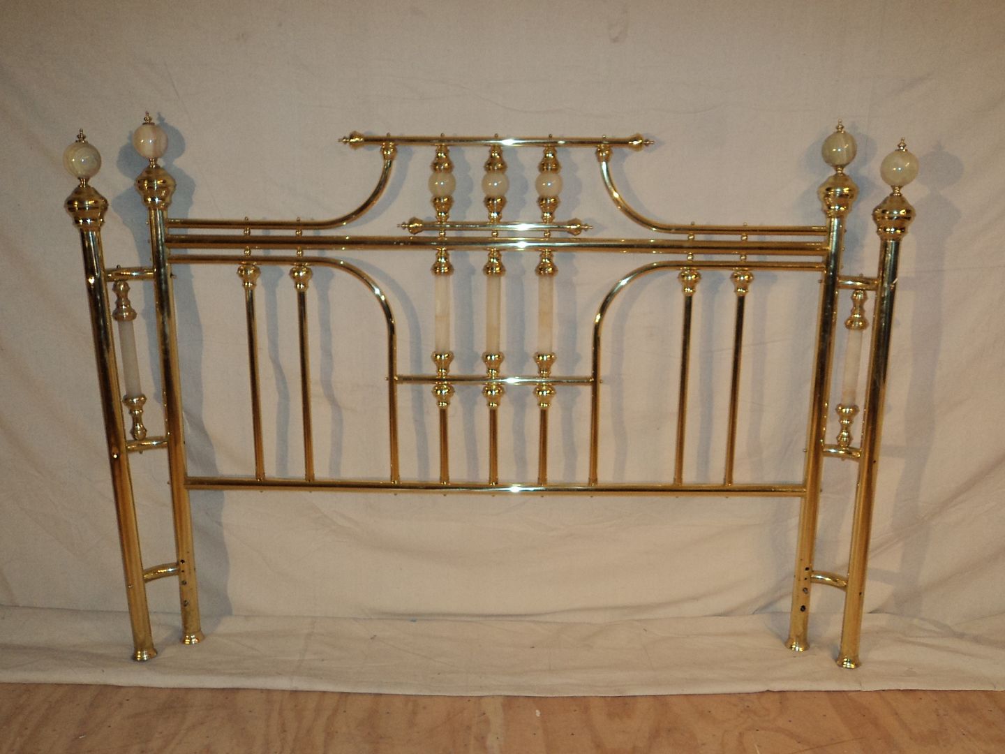 Designer King Size Headboard Stately Shiny Brass Contemporary