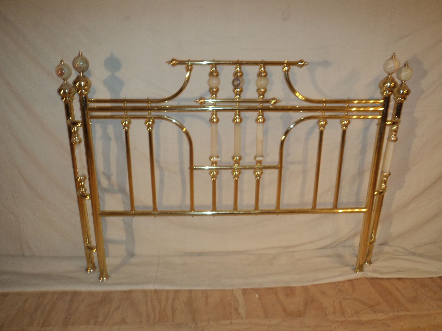 Designer King Size Headboard Stately Shiny Brass Contemporary