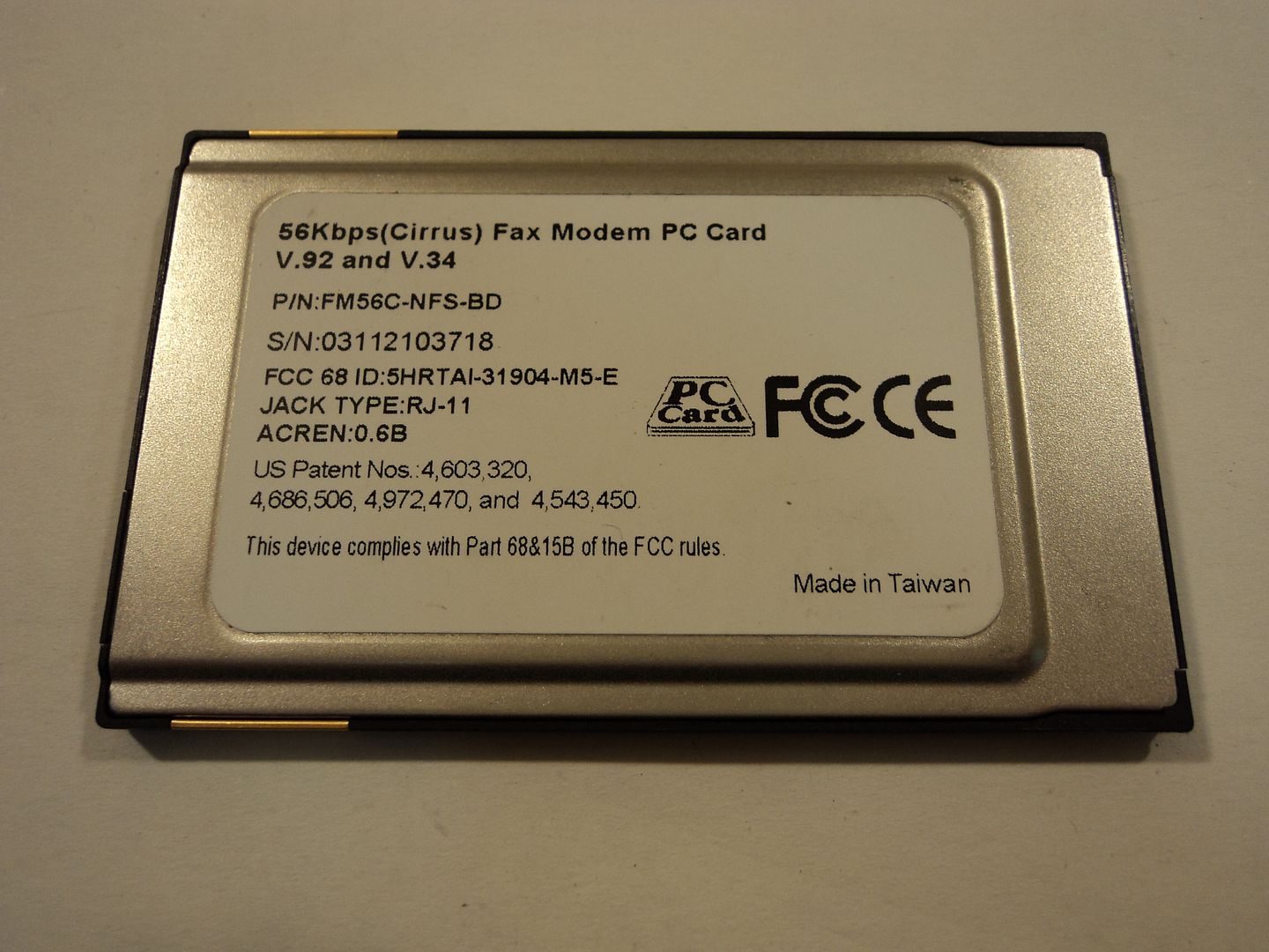 Best Data 56Kpbs Fax Modem PC Card V.92 V.34 RJ11 FM56CNFSBD eBay