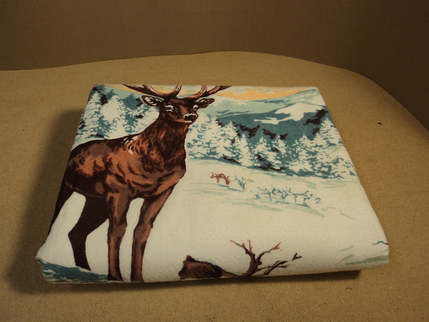 Designer Blanket Deer Images 72in x 88in Snow Wilderness Rustic Fleece
