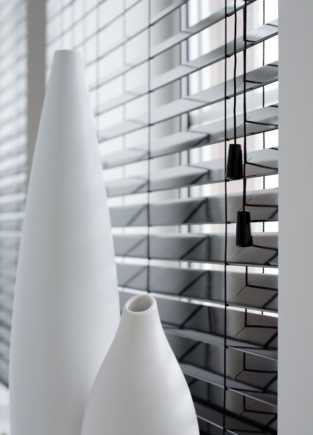 Black 50mm Wide Wooden Blinds Made To Measure Up To 240x1270cm