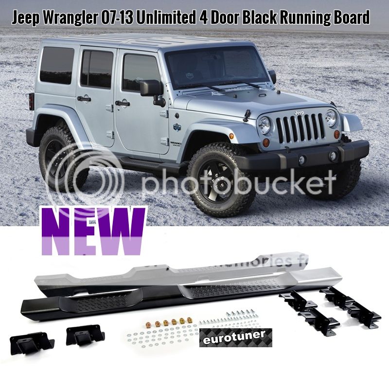 07 08 09 10 11 12 13 Jeep Wrangler Unlimited 4 Dr Black Side Step Running Board