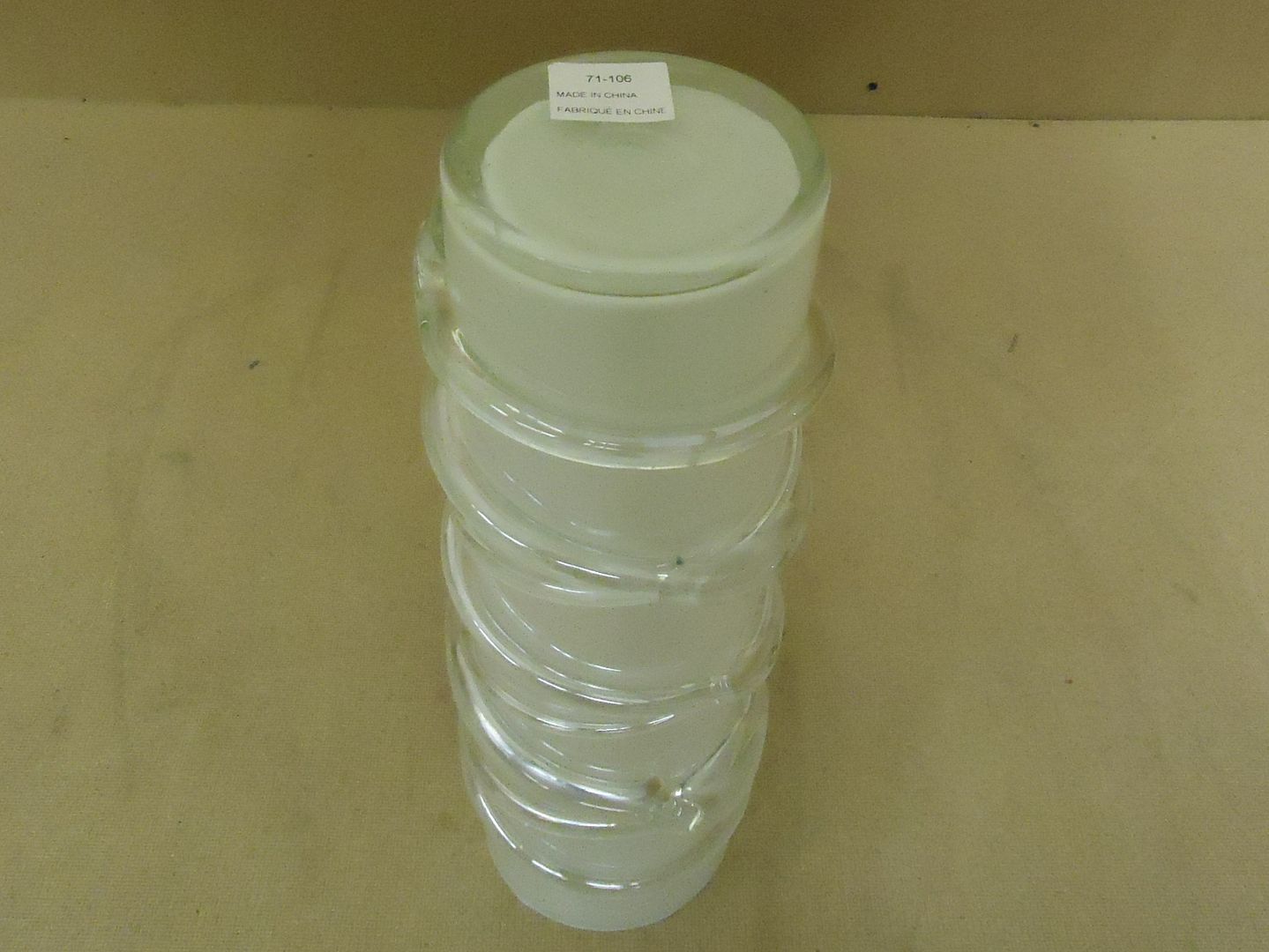 Designer Flower Vase 16in H x 4 1 2in D White Clear Modern Round Cylinder Glass