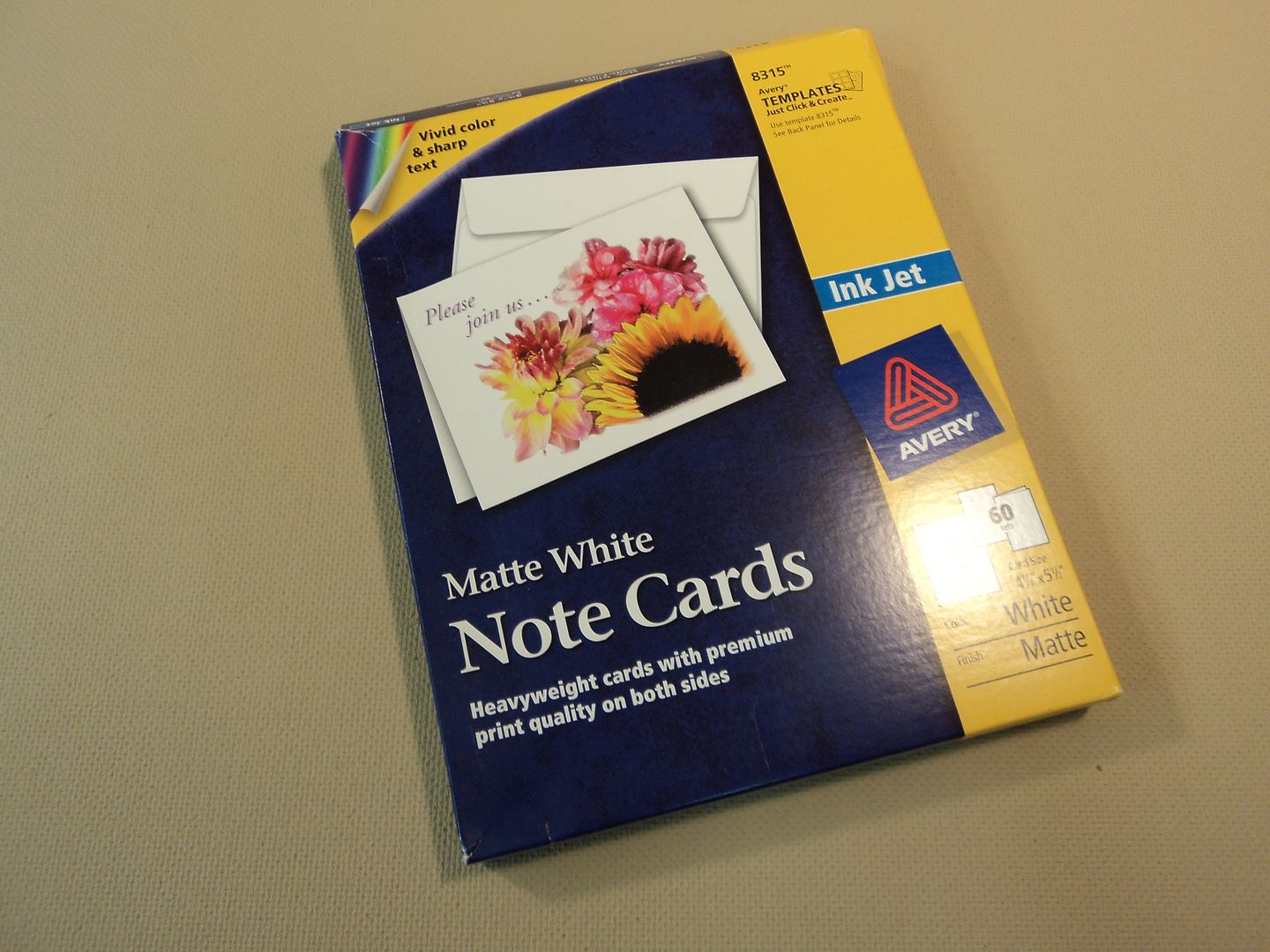 Avery Note Cards with Envelopes Matte White Partial Box 28 of 60 Ink Jet 8315