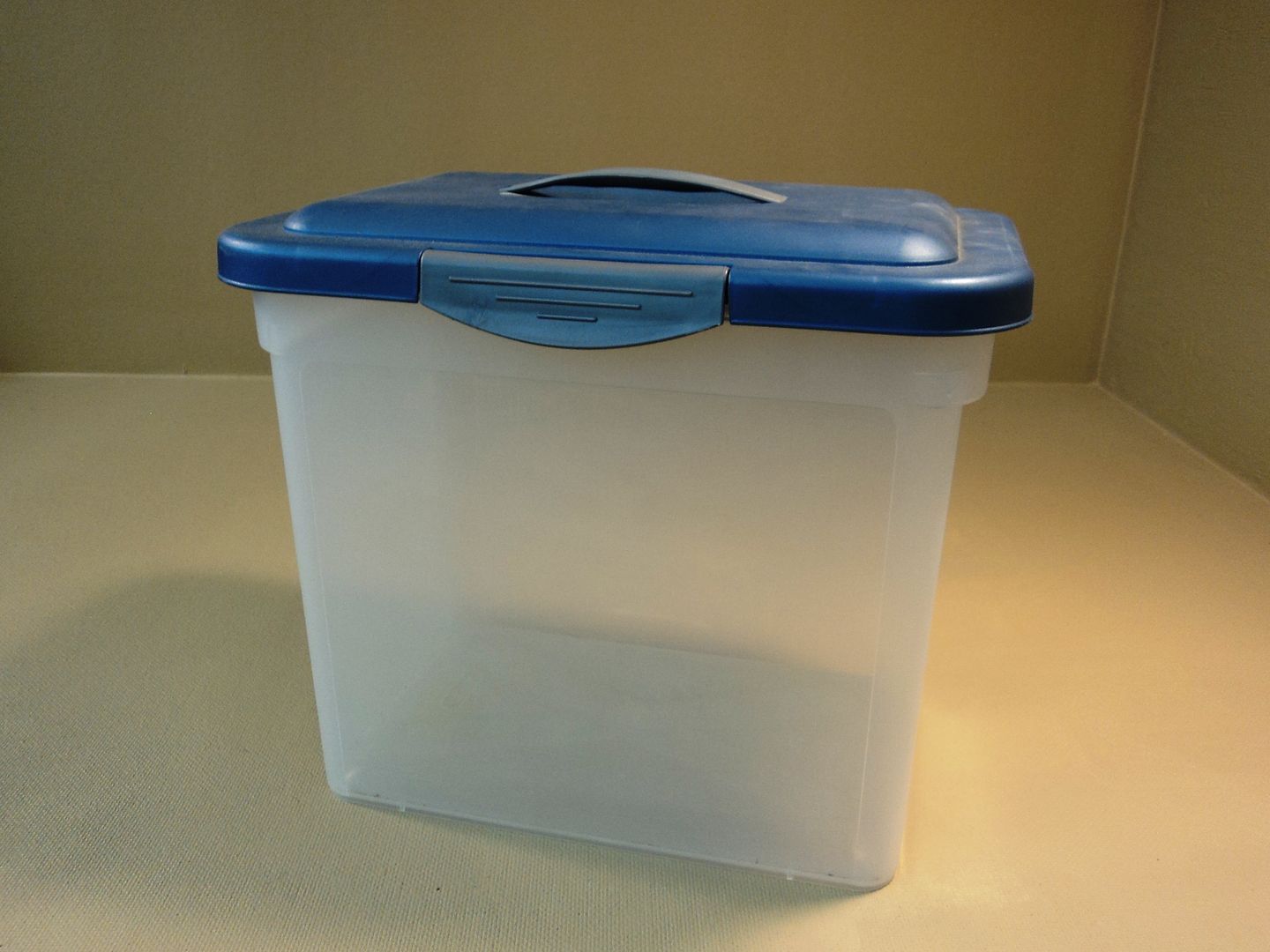Sterilite Portable Hanging File Box Letter Size Blue Clear Plastic