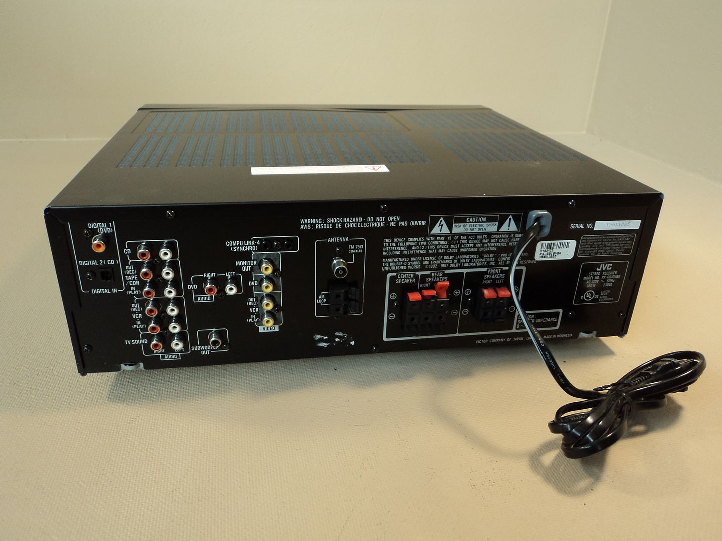 JVC Audio Video Stereo Control Receiver Compulink Remote 180W RX 6010VBK
