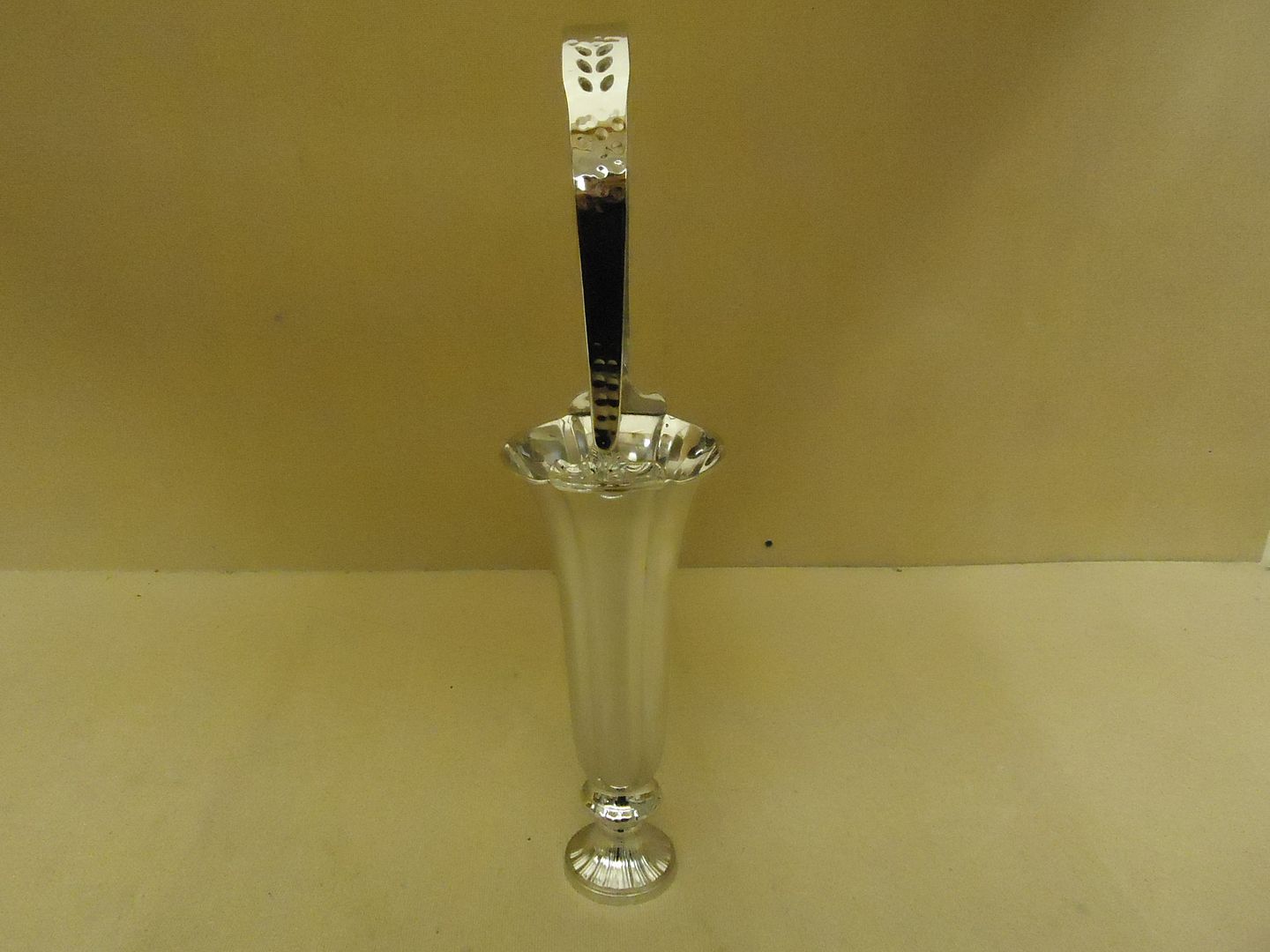Brass Artware Flower Vase 14in H x 5 1 2in Diameter Chrome Handle 1342 N Brass